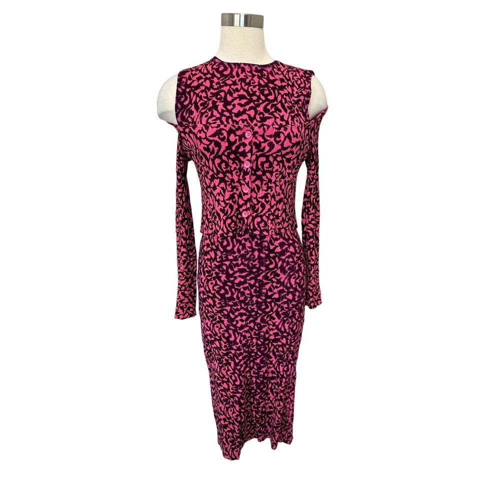 Derek Lam 10 Crosby Pink Mock Sweater Midi Pink Sheath Bodycon Dress NWOT 4 $450